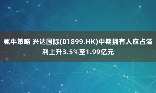 甄牛策略 兴达国际(01899.HK)中期拥有人应占溢利上升3.5%至1.99亿元