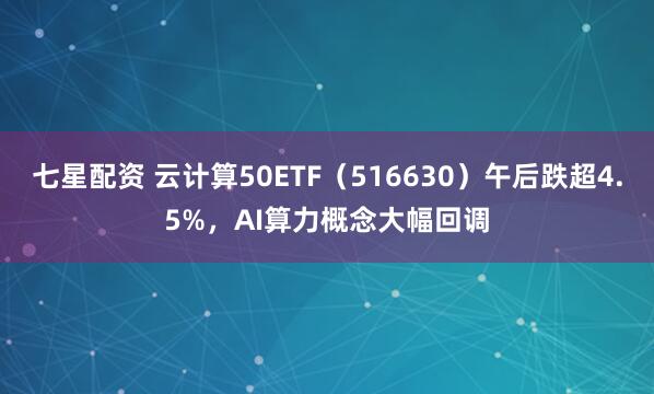 七星配资 云计算50ETF（516630）午后跌超4.5%，AI算力概念大幅回调